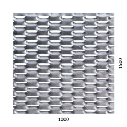 Ťahokov Fe, oko: 47x18mm, mostík: 8mm (1000x1500x1,5mm), orientácia oka: rozmer oka 47mm je rovnobežná s rozmerom tabule 1000mm Ťahokov Fe, oko: 47x18mm, mostík: 8mm (1000x1500x1,5mm), orientácia oka: rozmer oka 47mm je rovnobežná s rozmerom tabule 1000mm